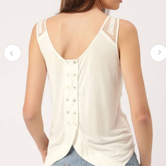 Free People White and Tan Sheer Geometric Tank Top - Picture 4 of 4
